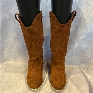 Shibever Brown Suede Women's Western Boots